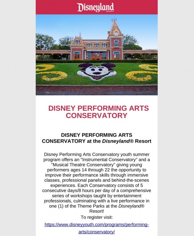 Disney Performing Arts Conservatory this July!