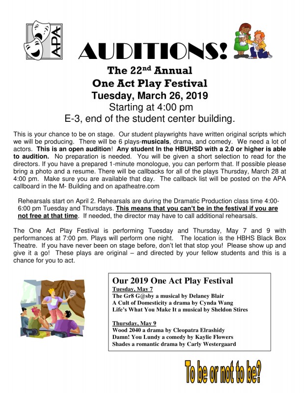 One Act Play Festival Auditions