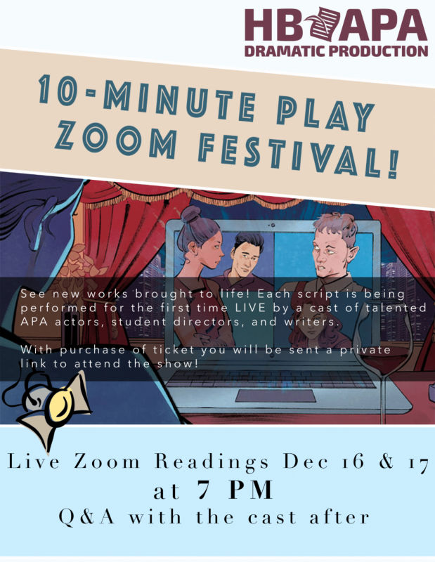 Dramatic Production’s 10-MINUTE PLAY (ZOOM) FESTIVAL