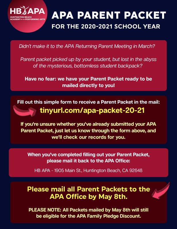 Returning APA Parent Packets for 2020-2021