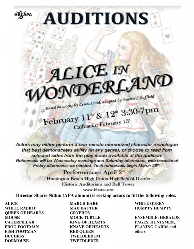 ALICE IN WONDERLAND AUDITIONS