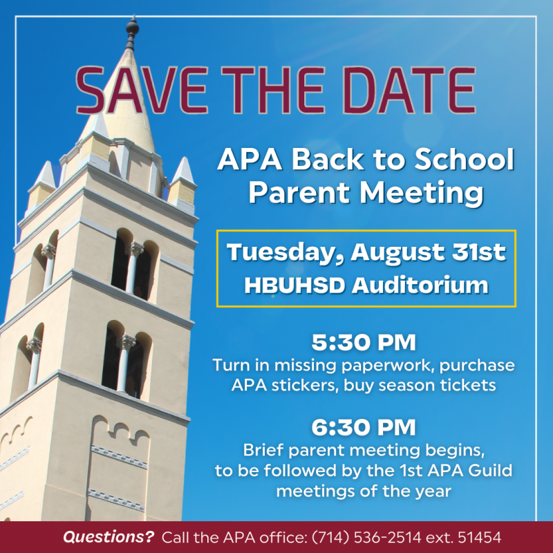 TONIGHT: APA Back to School Parent Meeting