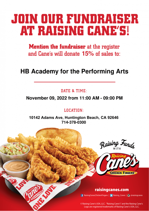 APA’s RAISING CANE’S Fundraiser: Weds, 11/9