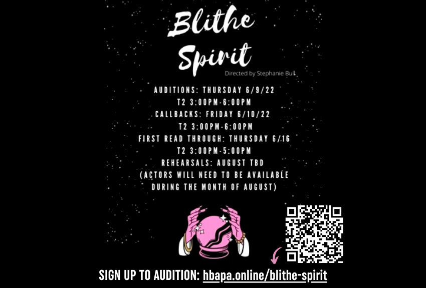 APA Theatre’s BLITHE SPIRIT Auditions: Thurs, 6/9