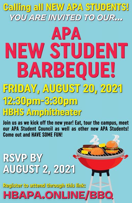 The 2021 APA New Student BBQ