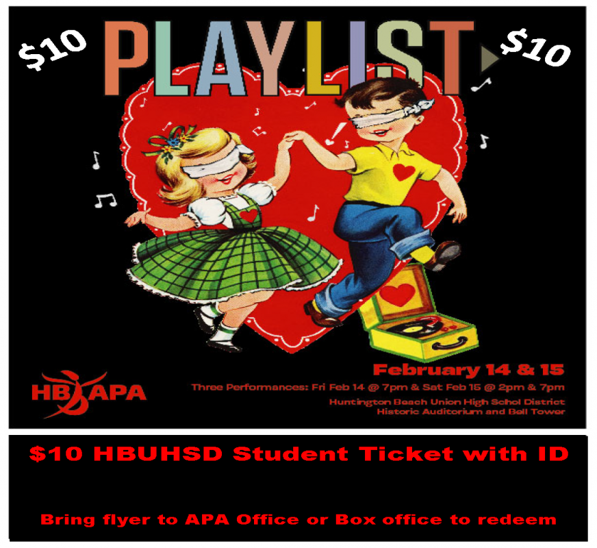 $10 HBUHSD STUDENT TICKET TO PLAYLIST 2020