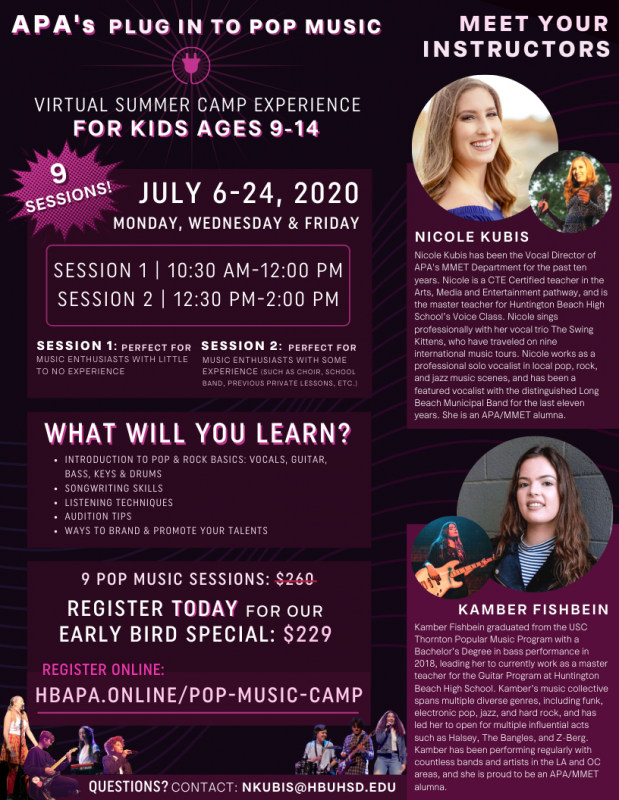 APA’s Virtual Pop Music Summer Camp: Coming This July