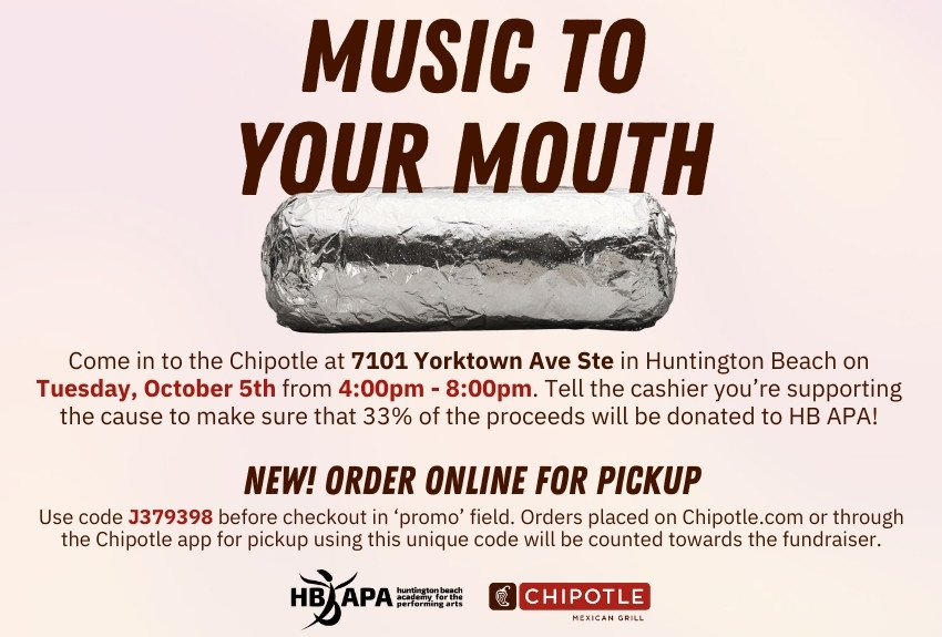 APA’s Chipotle Fundraiser: Tues, 10/5!