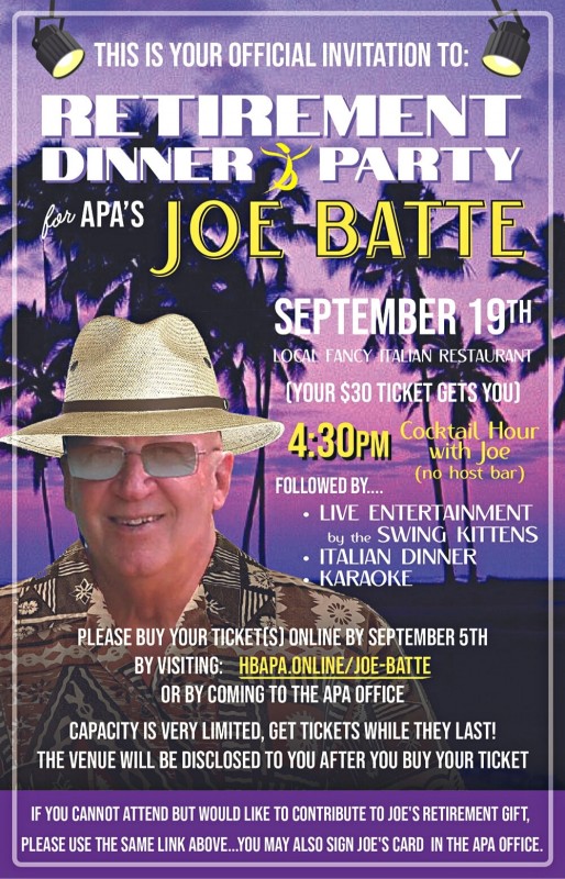 Retirement Dinner & Party for JOE BATTE!