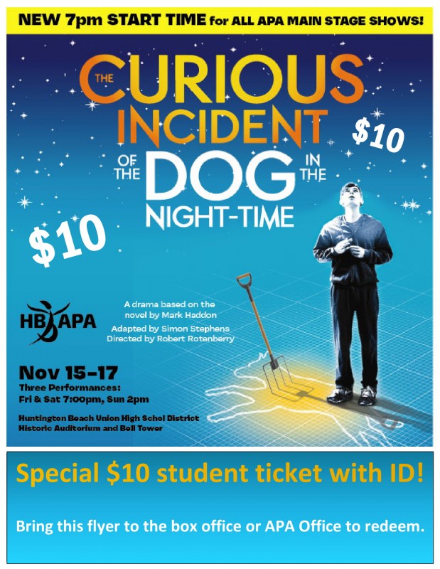 SPECIAL $10 STUDENT TICKET FOR CURIOUS INCIDENT