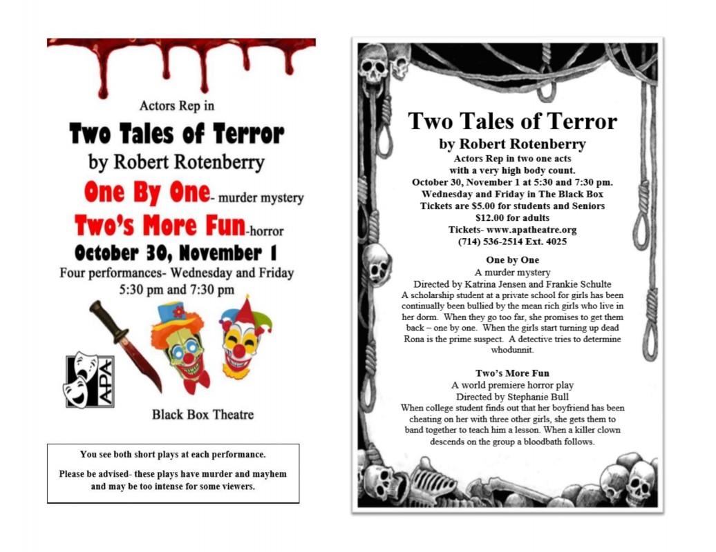 TWO TALES OF TERROR coming October 30th!
