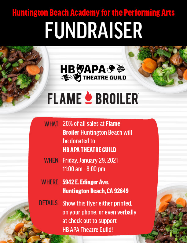 HB APA Theatre Guild Fundraiser at FLAME BROILER (1/29)