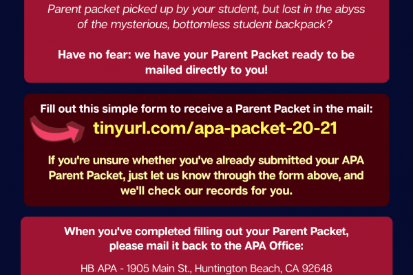 Returning APA Parent Packets for 2020-2021
