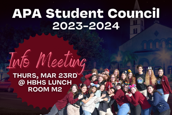 APA Student Council Info Meeting: Mar 23rd @ HBHS Lunch