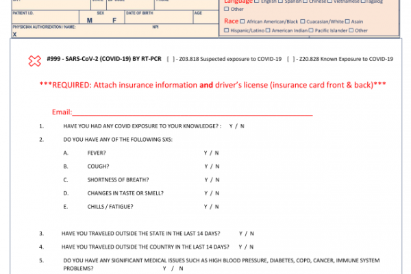 COVID TESTING FORM (FOR APA STUDENTS & VOLUNTEERS)