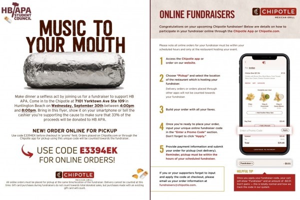 APA’s Chipotle Fundraiser! (Weds, 9/30)