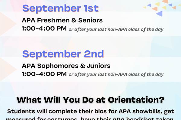 APA Student Orientation: TODAY and Tomorrow!