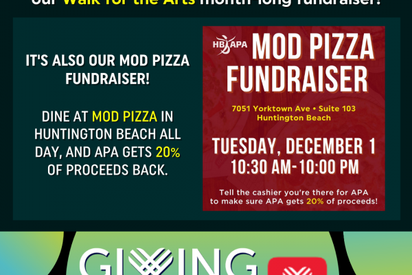 Tomorrow is GIVING TUESDAY & APA’s MOD PIZZA Fundraiser!