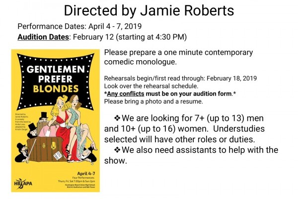 AUDITIONS for Acting’s “Gentlemen Prefer Blondes”