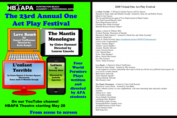 ONE ACT PLAY FESTIVAL: Tonight!