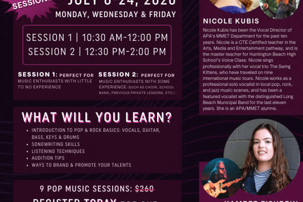 APA’s Virtual Pop Music Summer Camp: Coming This July