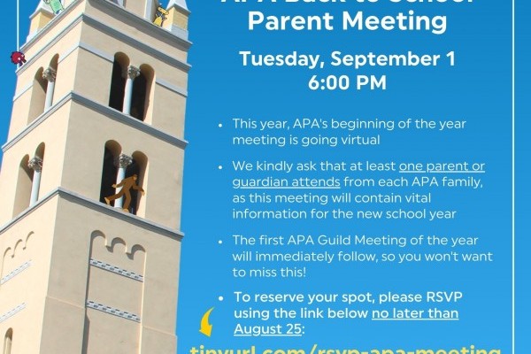 APA Back to School Parent Meeting: RSVP by Tues, 8/25