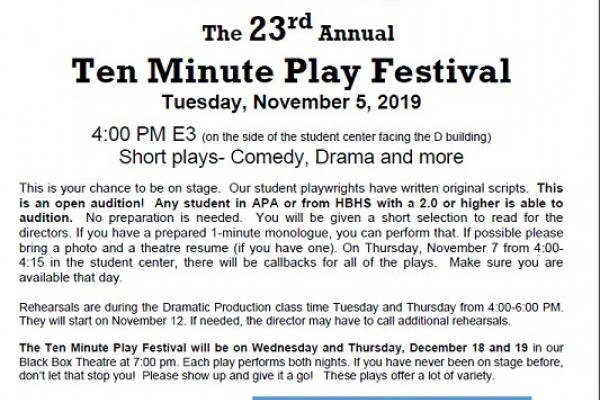 Ten Minute Play Festival Auditions