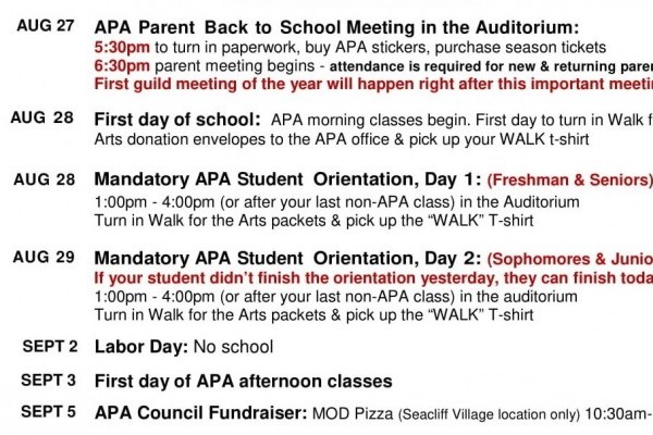 APA Parent Back to School Meeting