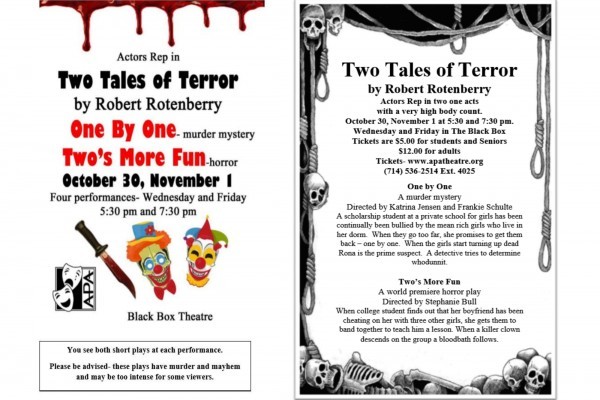 TWO TALES OF TERROR coming October 30th!